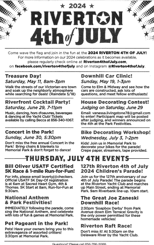 Riverton 4th of July Schedule of Events Borough Of Riverton, NJ