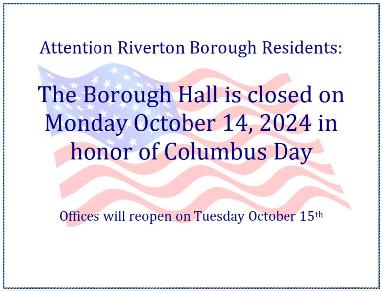 Borough Hall is closed on Monday October 14, 2024 in observance of