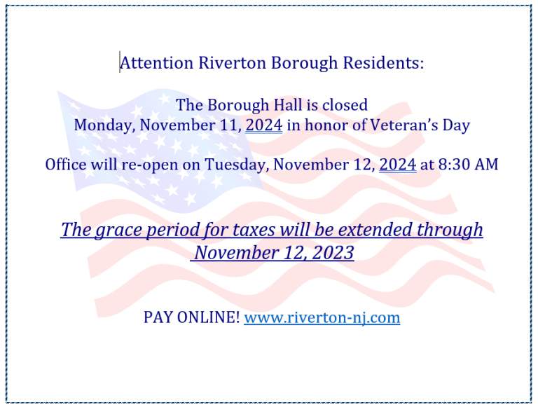 Borough Hall is closed Monday, November 11, 2024 in observance of